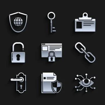 Set Secure your site with HTTPS SSL Document protection concept Eye scan Chai 库存插图