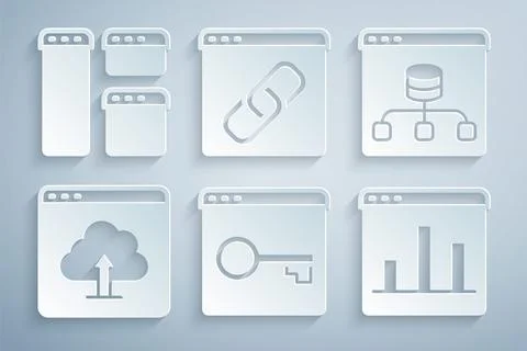 Set Secure your site with HTTPS, SSL, Server, Data, Cloud upload, Graph cha.. 스톡 일러스트
