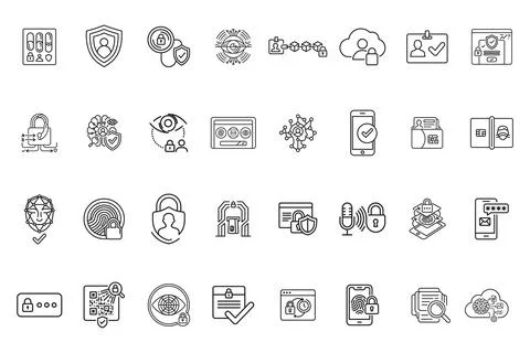 Set of security and authentication icons Stock Illustration