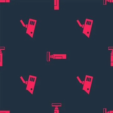 Set Security camera and Marker pen on seamless pattern. Vector 스톡 일러스트