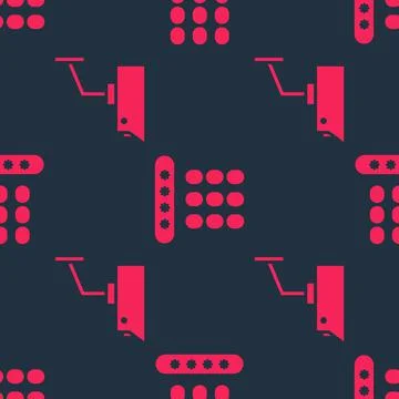 Set Security camera and Password protection on seamless pattern. Vector Stock Illustration