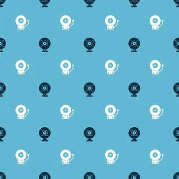 Set Security camera and Ringing alarm bell on seamless pattern. Vector 스톡 일러스트