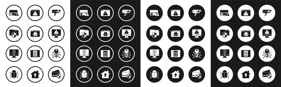 Set Security camera, Browser incognito window, Document folder protection Stock Illustration