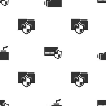 Set Security camera, Credit card with shield and Document folder protection.. Stock Illustration