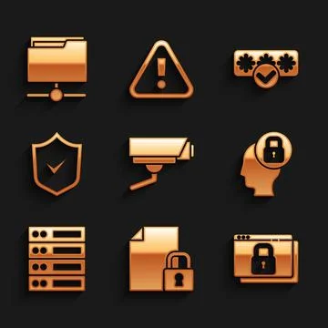 Set Security camera, Document and lock, Secure your site with HTTPS, SSL, Human Illustration