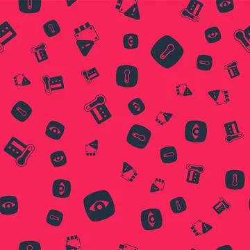 Set Security camera, House under protection, Thermostat and on seamless pattern Illustrazione stock