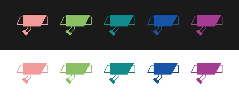 Set Security camera icon isolated on black and white background. Vector Illustrazione stock