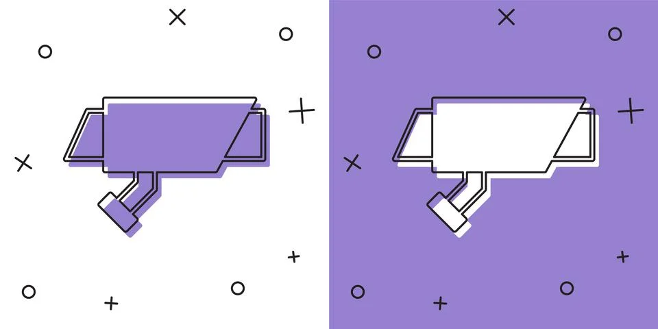Set Security camera icon isolated on white and purple background. Vector Stock Illustration