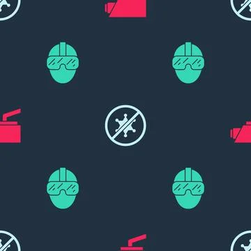 Set Security camera, Protest and Special forces soldier on seamless pattern Illustrazione stock