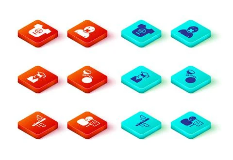 Set Security camera, Protest, Graduate and graduation cap, Ball chain, Censor Stock Illustration