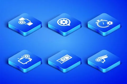 Set Security camera setting, Smartwatch, Fast payments, Tv, Setting and Time Stock Illustration