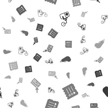 Set Security camera, Shopping list, Scanner scanning bar code and Buy button on Stock-Illustration