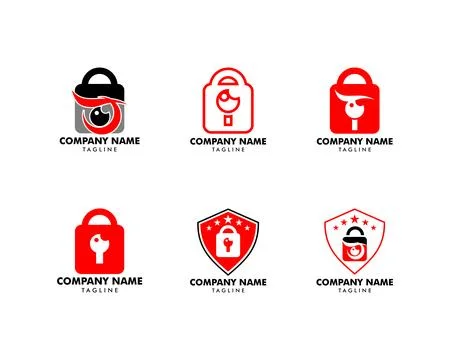 Set of Security Eye Logo Template Stock Illustration