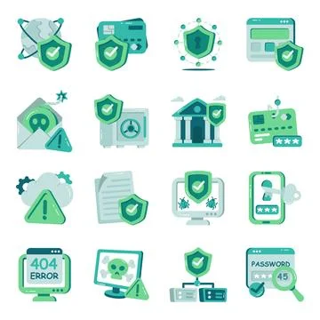Set of Security Flat Icons Stock Illustration