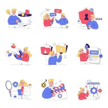 Set of Security Flat Illustrations Stock Illustration