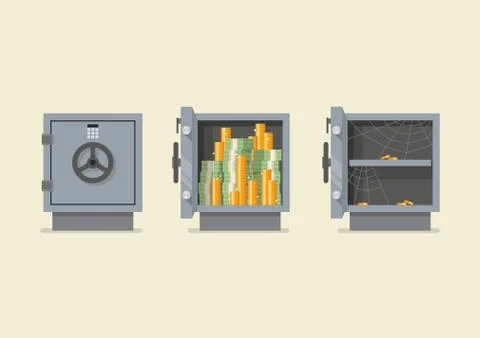 Set of security metal safe infographic 스톡 일러스트