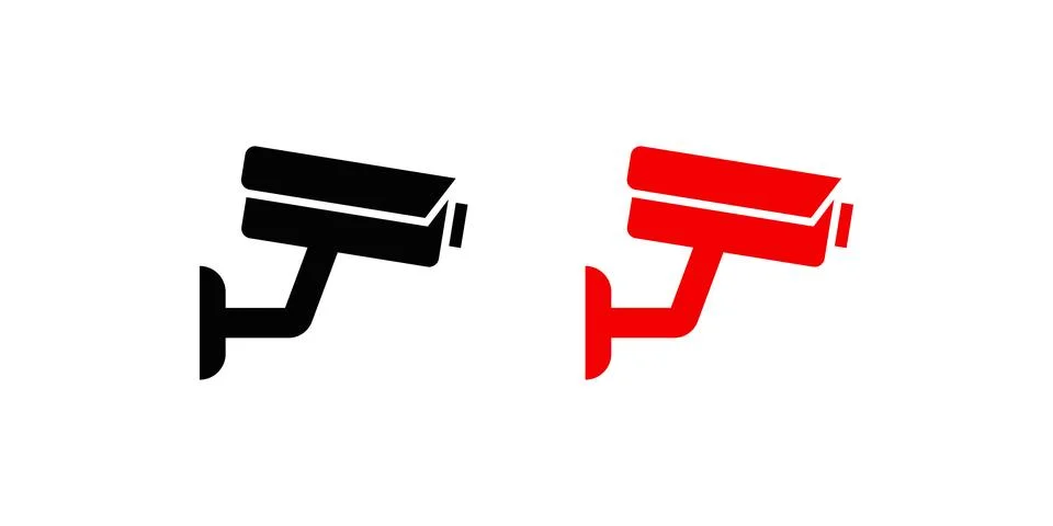 Set of security or surveillance camera icons. Fixed cctv illustration symbo.. Stock Illustration