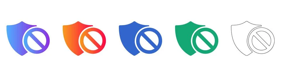 Set of Security Shield Blocked Icons Stock Illustration