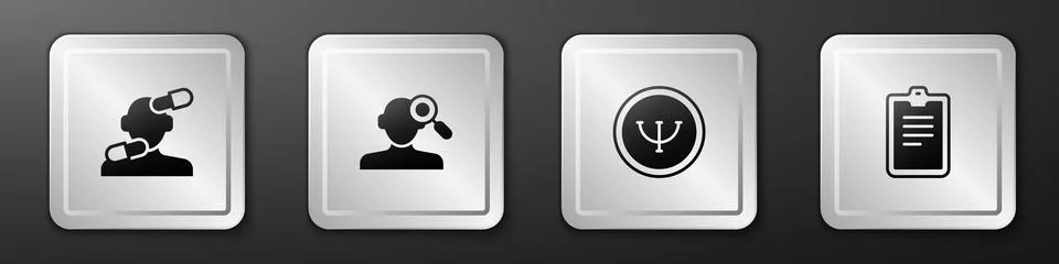 Set Sedative pills, Finding problem in psychology, Psychology and Psychologic Illustrazione stock