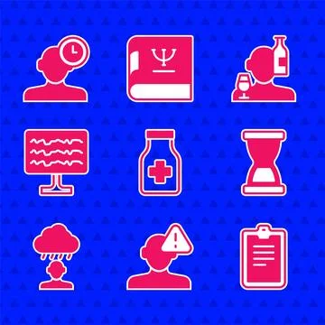 Set Sedative pills, Finding problem in psychology, Psychological test, Old .. イラスト素材