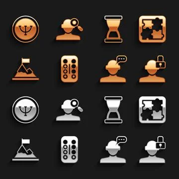 Set Sedative pills, Solution problem in psychology, Closed personality, Online Stock Illustration