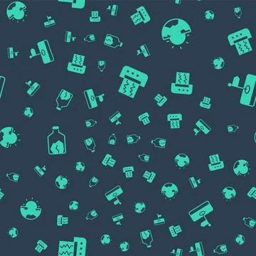 Set Seismograph, Earth core structure crust, Ore mining and Flag on seamless Illustrazione stock