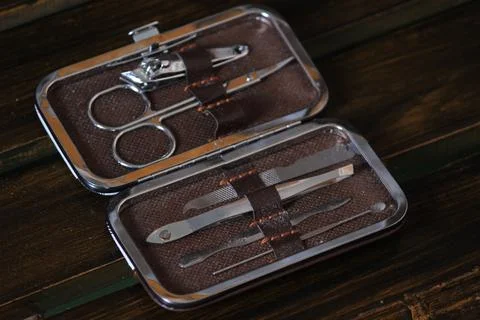 A set of self-care tools in a unique box Stock Photos