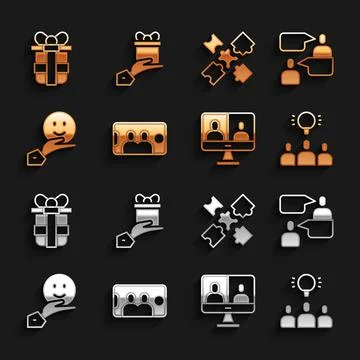 Set Selfie on mobile, Two sitting men talking, Project team base, Video chat Stock Illustration