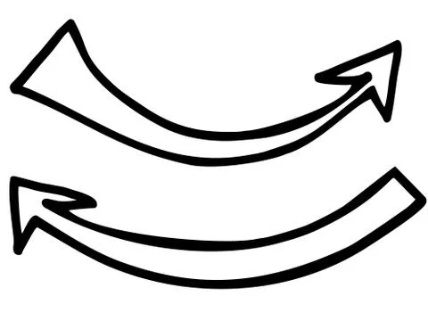 Set of semicircular left and right arrows, black and white, vector image Stock Illustration