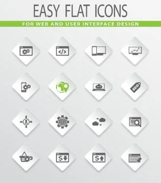 Set of SEO and Development icons set Stock Illustration