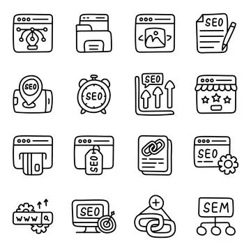 Set of Seo and Webpage Linear Icons Stock Illustration