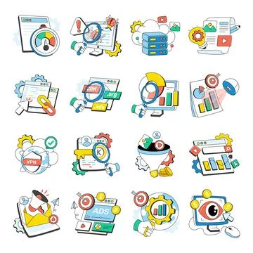 Set of Seo Doodle Icons イラスト素材
