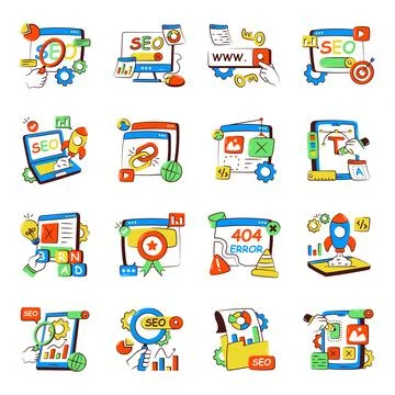 Set of Seo Doodle Icons Stock Illustration