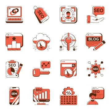 Set of Seo Flat Icons Stock Illustration