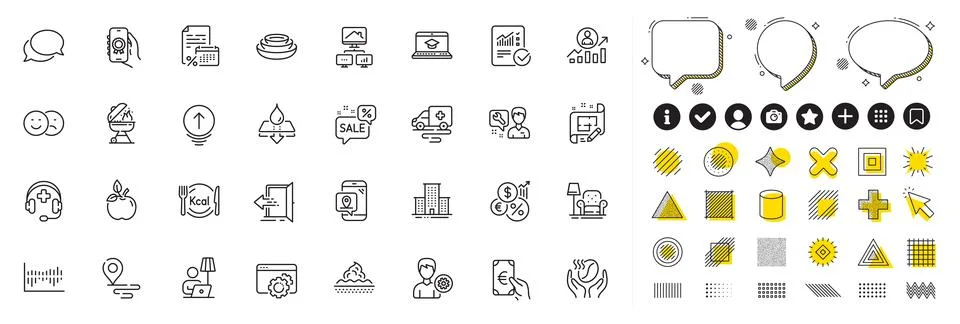 Set of Seo gear, Architect plan and Checked calculation line icons for web app Stock Illustration