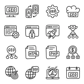 Set of Seo Linear Icons Stock Illustration