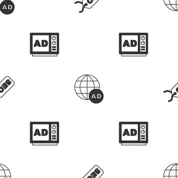 Set SEO optimization, Advertising and on seamless pattern. Vector Stockillustratie