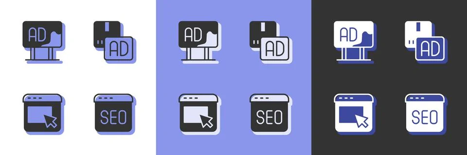 Set SEO optimization, Advertising, and icon. Vector イラスト素材