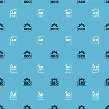 Set SEO optimization and Advertising on seamless pattern. Vector Stock Illustration