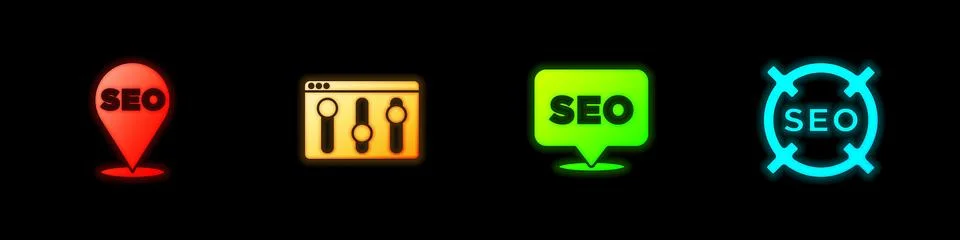 Set SEO optimization, Browser setting, and icon. Vector Illustrazione stock