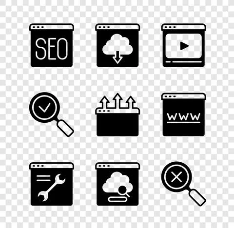 Set SEO optimization, Cloud download, Online play video, Browser setting Ilustración de archivo