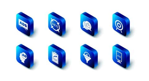 Set SEO optimization, Customer product rating, Target sport, Advertising, Lead 스톡 일러스트