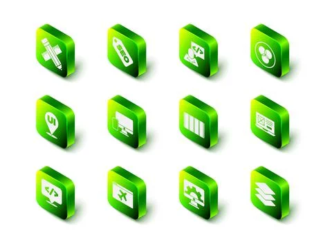 Set SEO optimization, Front end development, RGB and CMYK color mixing, UI UX Stock Illustration