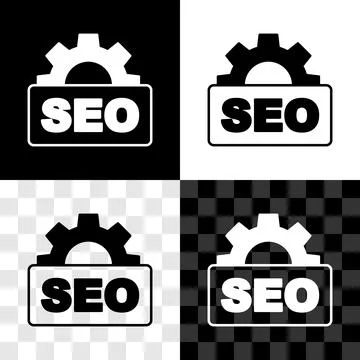 Set SEO optimization icon isolated on black and white, transparent background Stockillustratie