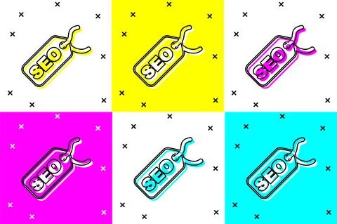 Set SEO optimization icon isolated on color background. Vector イラスト素材