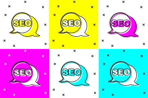Set SEO optimization icon isolated on color background. Vector 스톡 일러스트