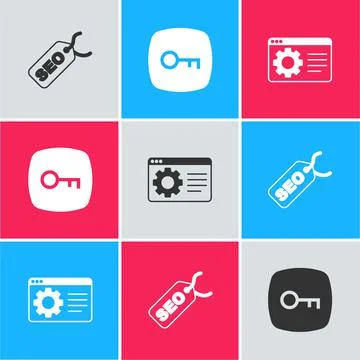 Set SEO optimization, Key and Browser setting icon. Vector イラスト素材