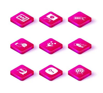 Set SEO optimization, Key, Customer product rating, Lead management, Target.. 스톡 일러스트