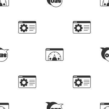 Set SEO optimization, Website statistic and Browser setting on seamless pattern Stock Illustration