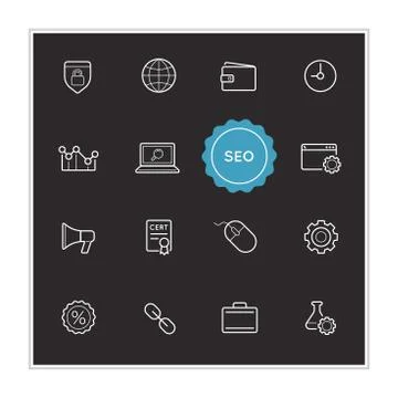 Set of Seo Search Engine Optimization Vector Illustration Elements can be use Stock Illustration
